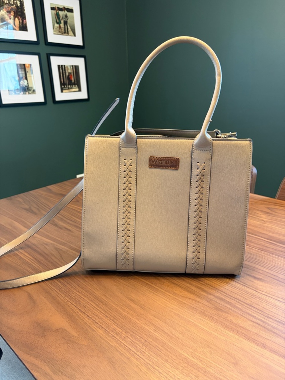 Montana West x Wrangler Neutral Beige Satchel with Top Handles